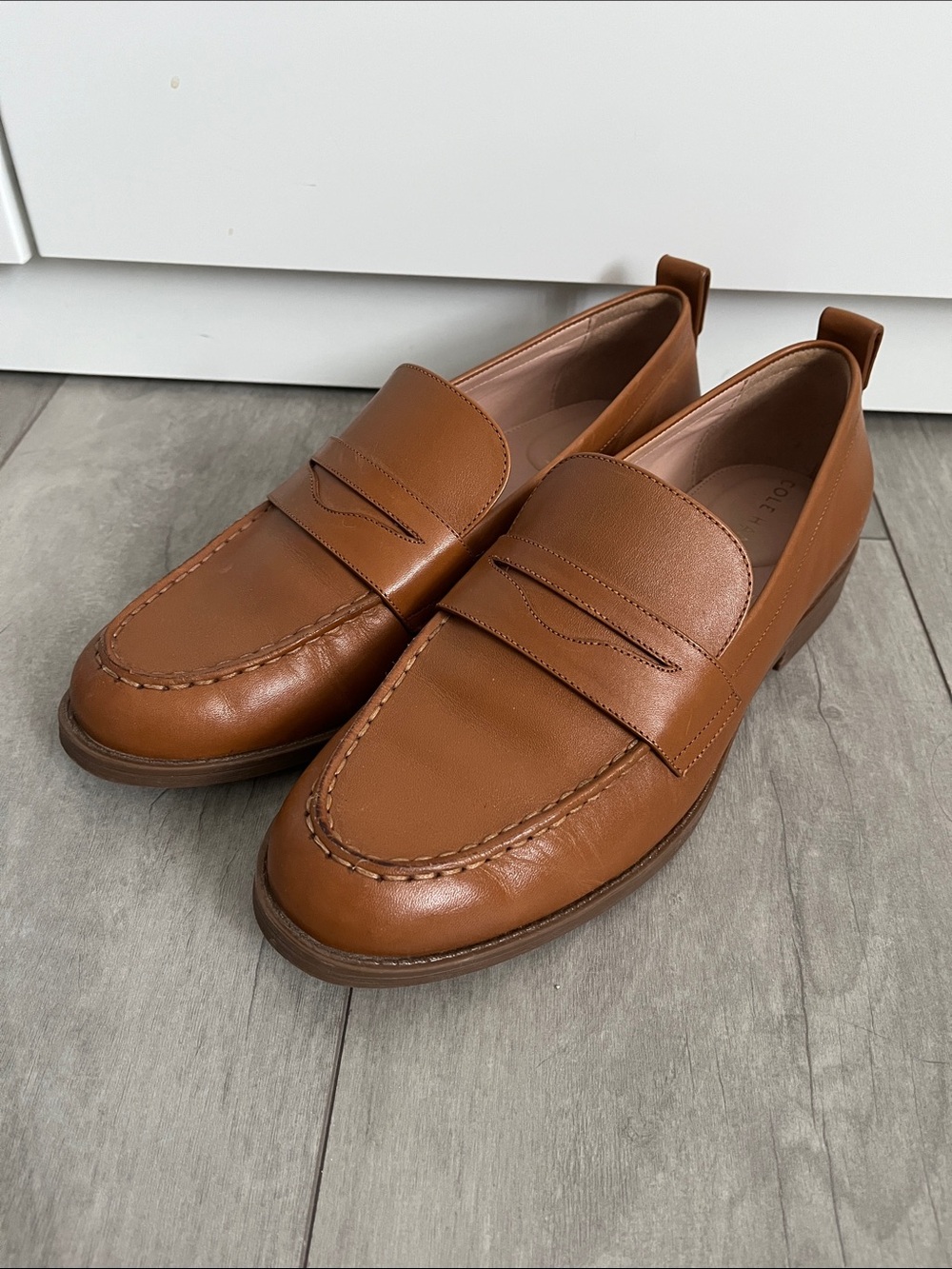 New Cole Haan Women's Tan Leather Penny Loafers, Size 8.5